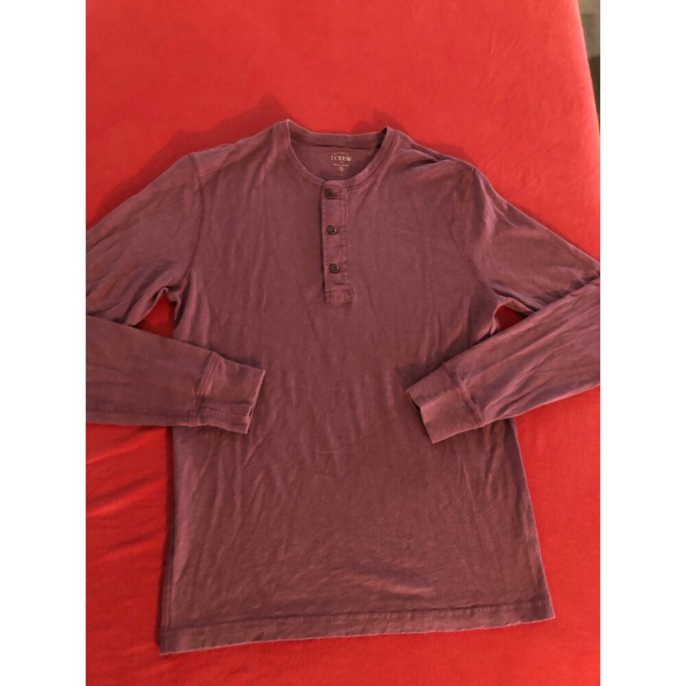J Crew mens red maroon long sleeve Henley t-shirt Size Small